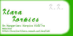 klara korpics business card